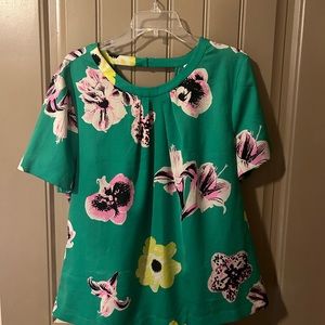 Green floral J. Crew shirt. Size XL. Beautiful cutout on the back of the shirt.